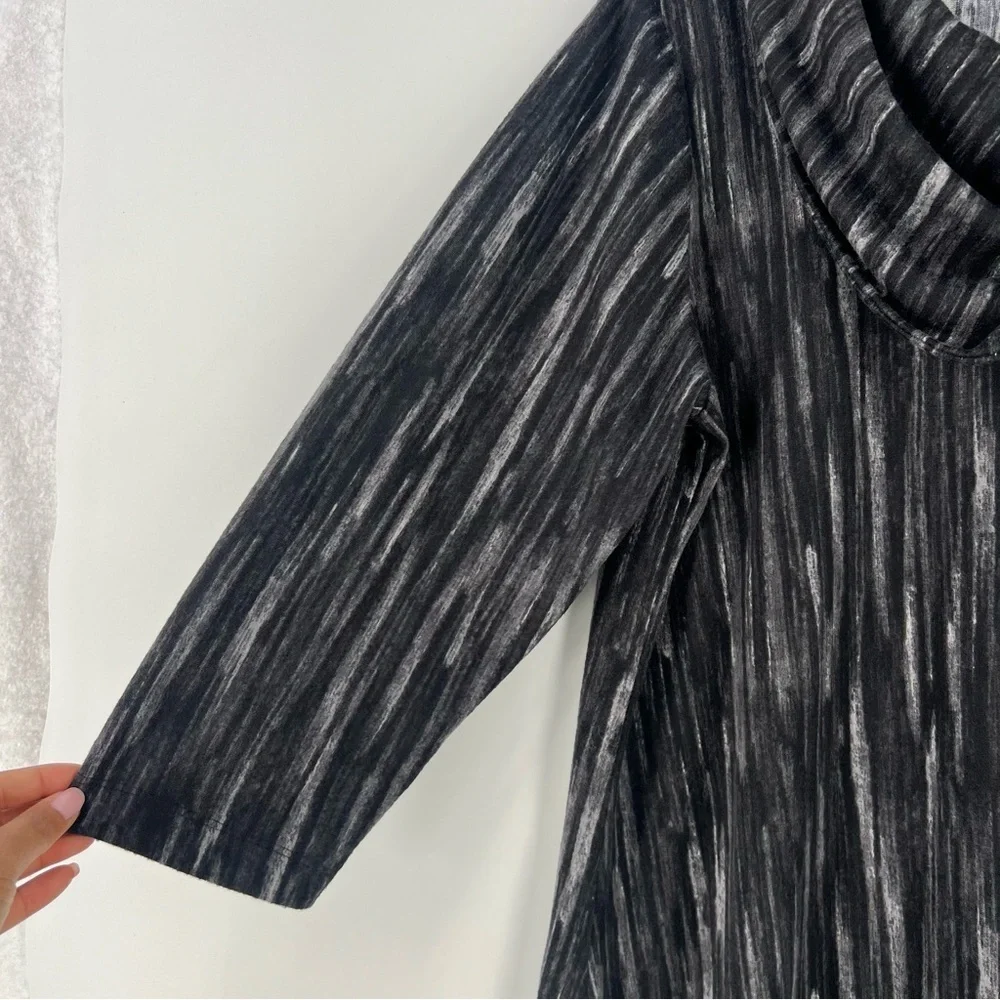 Apt. 9 Abstract Print 3/4 Sleeve Shark Bite Hem Cowl Neck Sweater‎